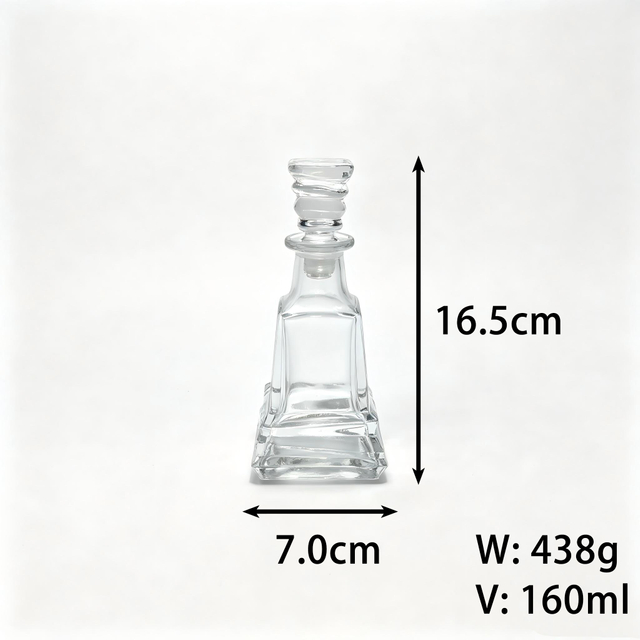 Pyramid Shape Clear Glass Bottle With Specail Stopper Perfume Cosmetics Chemicals Glassware